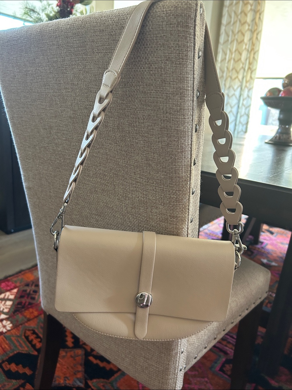Classic Beige Women's Leather Crossbody Shoulder Bag